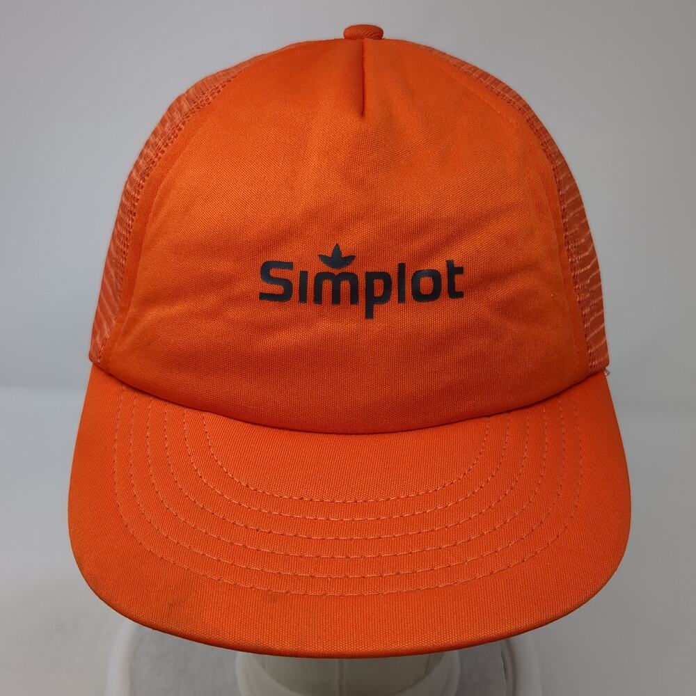 Simplot Snapback Mesh Back Trucker Hat Orange One… - image 2